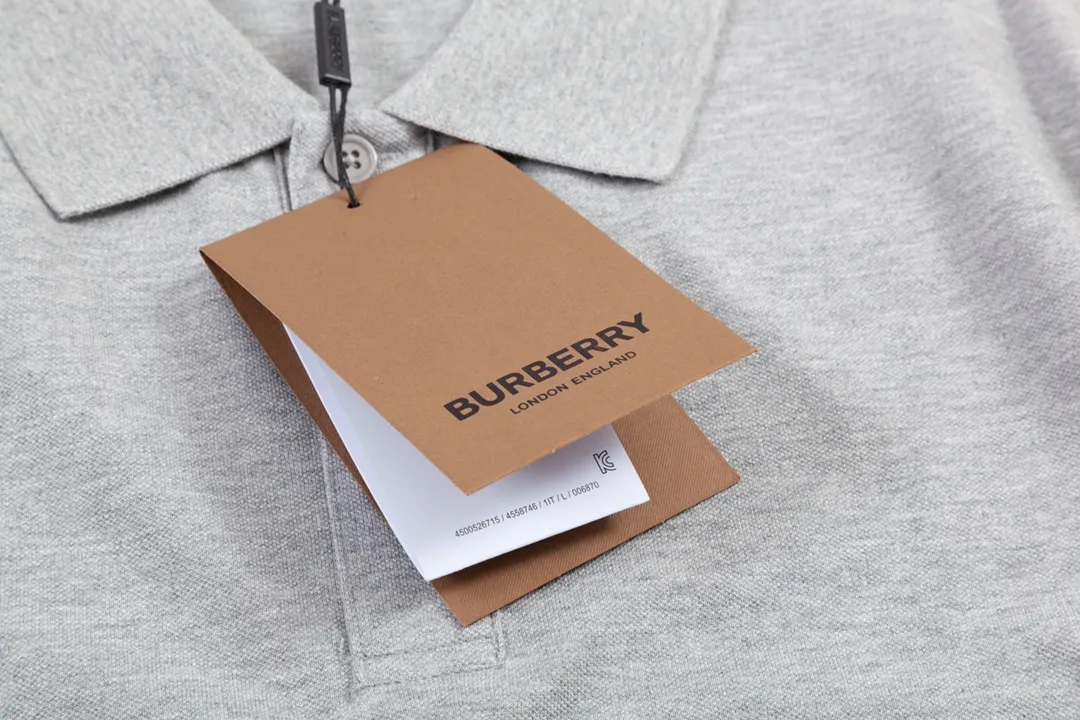 BURBERRY Classic Lo GO ， Retro Same Style Polo Versatile : Gray Size：M-2XL